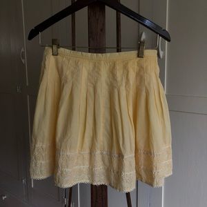 Forever 21 Yellow Skirt with Flower Eyelet Design